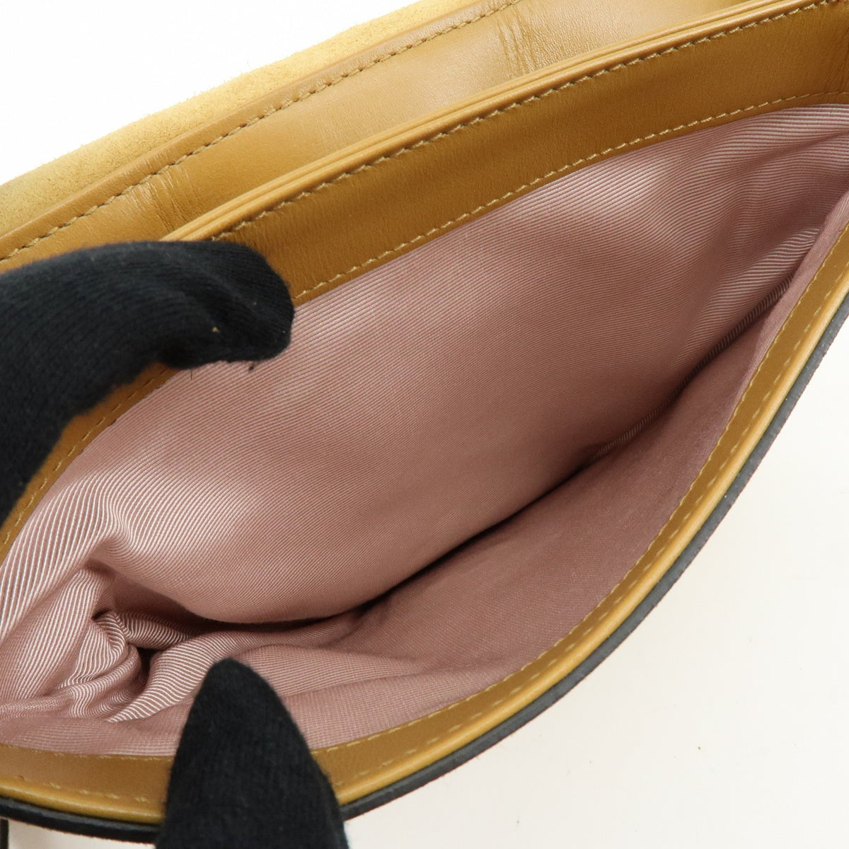 Gucci Arli Suede with Leather, Beige, Suede, Shoulder Bag