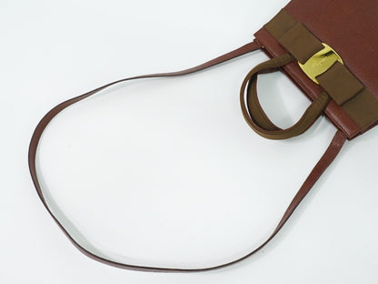 Salvatore Ferragamo Convertible Vara Bow Tote Leather, Brown, Leather, Handbag