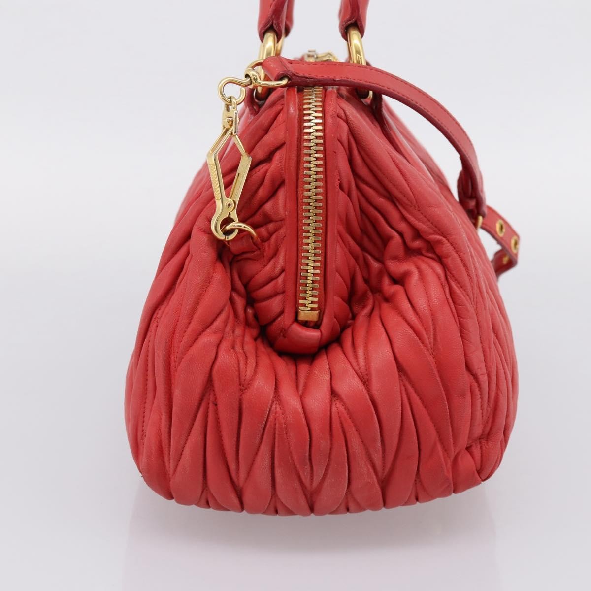 Miu Miu Madras Bowler Matelasse Leather, Red, Leather, Handbag