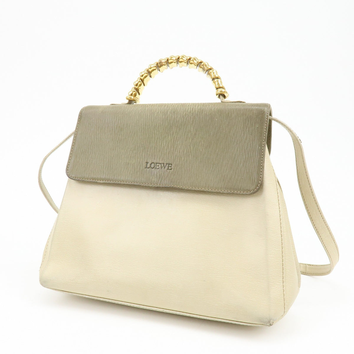 Loewe Vintage Velazquez Top Handle Leather, Beige, Leather, Handbag