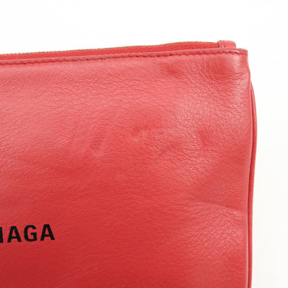Balenciaga Everyday Logo Printed Leather, Red, Leather, Clutch