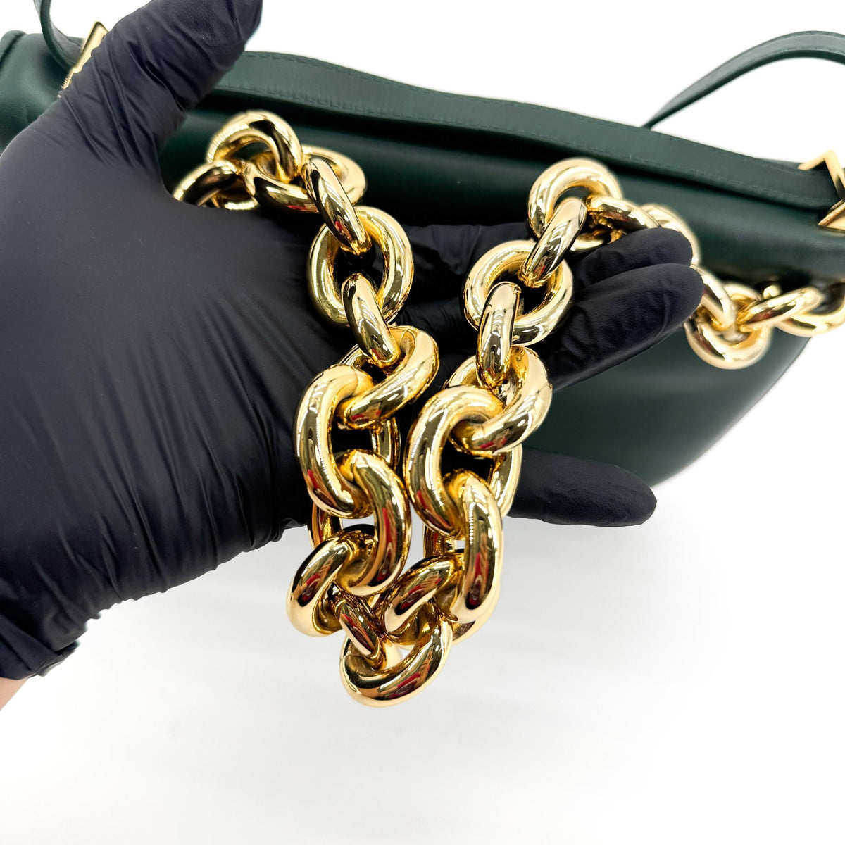 Bottega Veneta Mount Leather, Green, Leather, Shoulder Bag