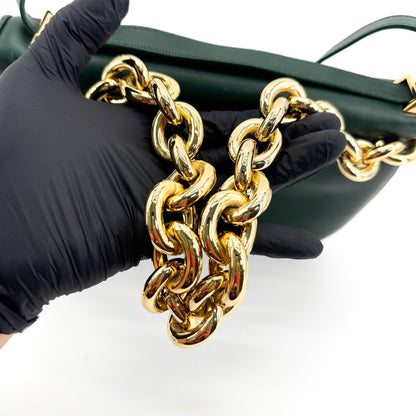 Bottega Veneta Mount Leather, Green, Leather, Shoulder Bag
