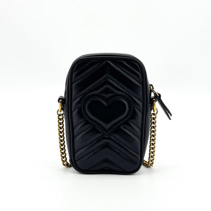 Gucci GG Marmont Matelasse Leather, Black, Leather, Shoulder Bag
