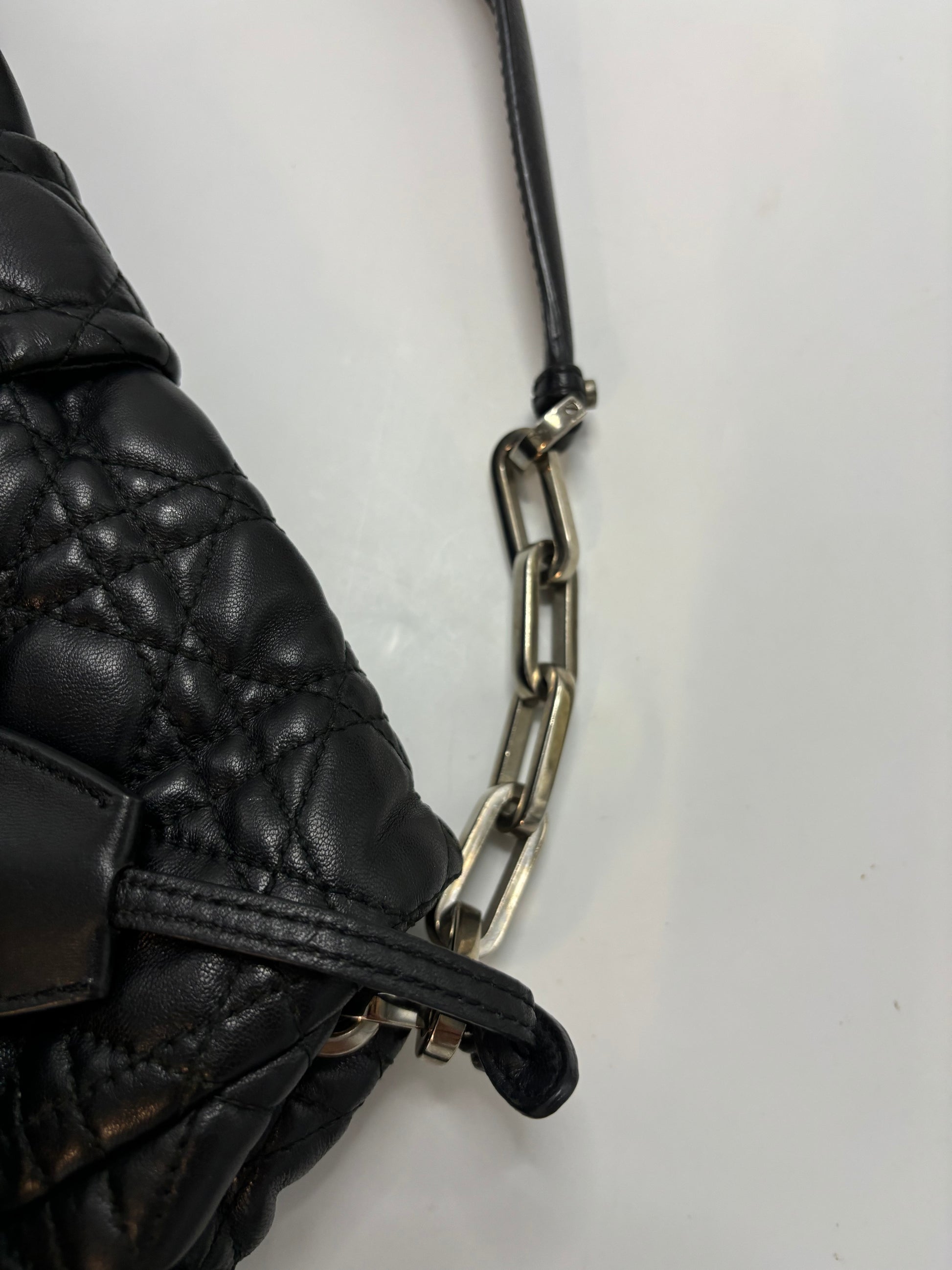 Christian Dior New Lock Flap Cannage Quilt Lambskin, Black, Leather, Handbag