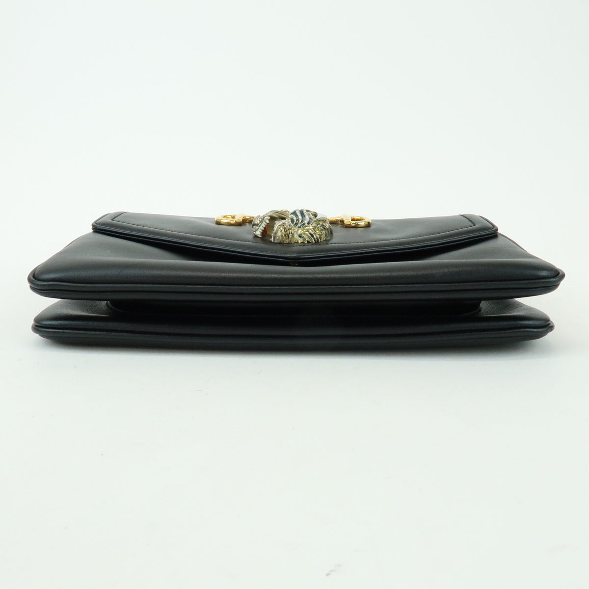 Gucci Rajah Chain Leather, Black, Leather, Tote Bag