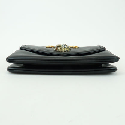 Gucci Rajah Chain Leather, Black, Leather, Tote Bag