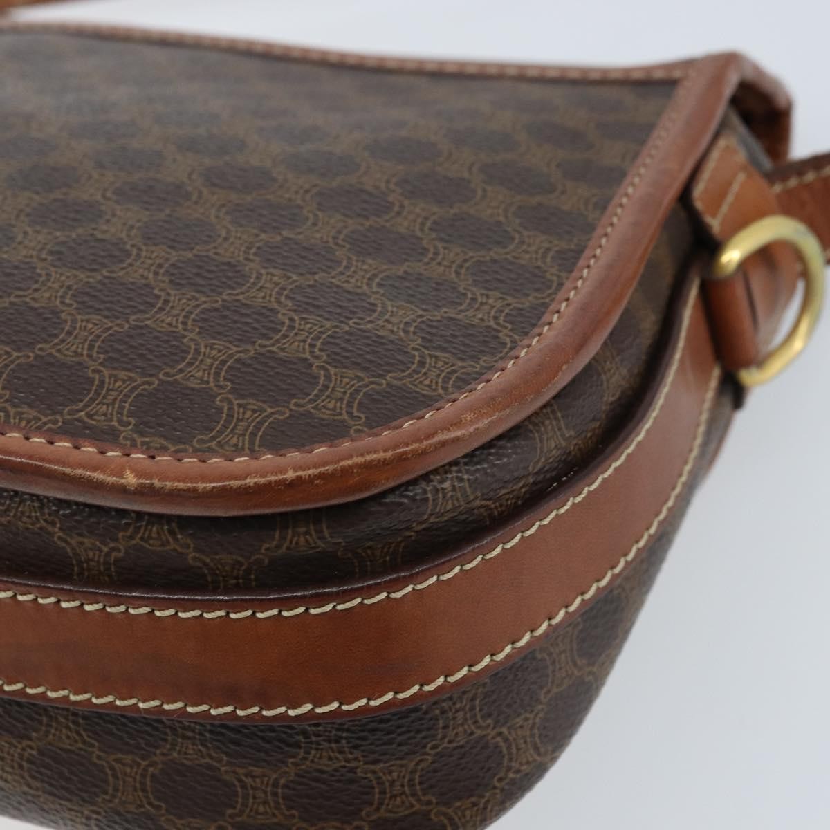 Celine Vintage Macadam Canvas and Leather, Brown, PVC, Shoulder Bag