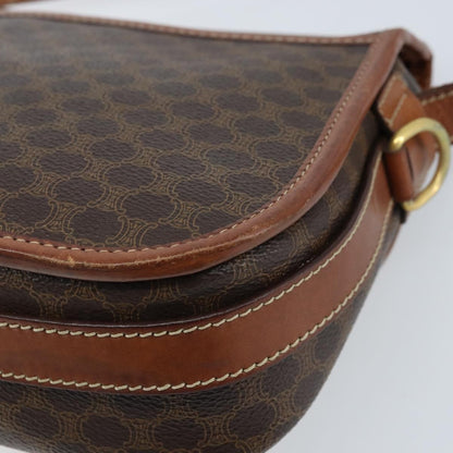 Celine Vintage Macadam Canvas and Leather, Brown, PVC, Shoulder Bag