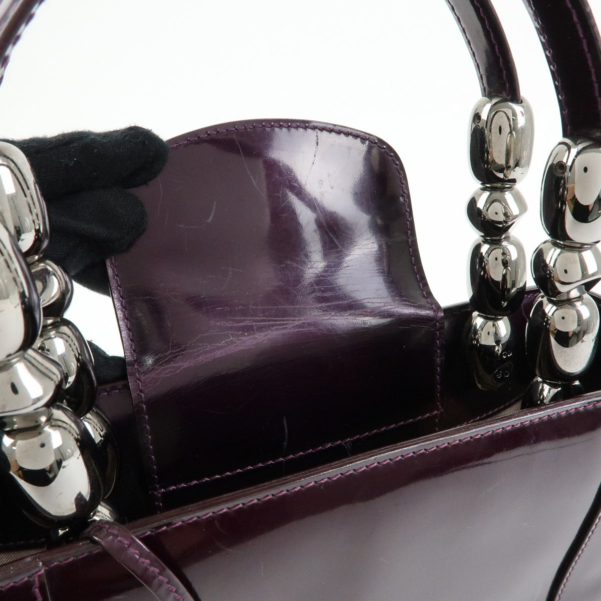 Christian Dior Handbag Leather, Purple, Patent Leather, Handbag