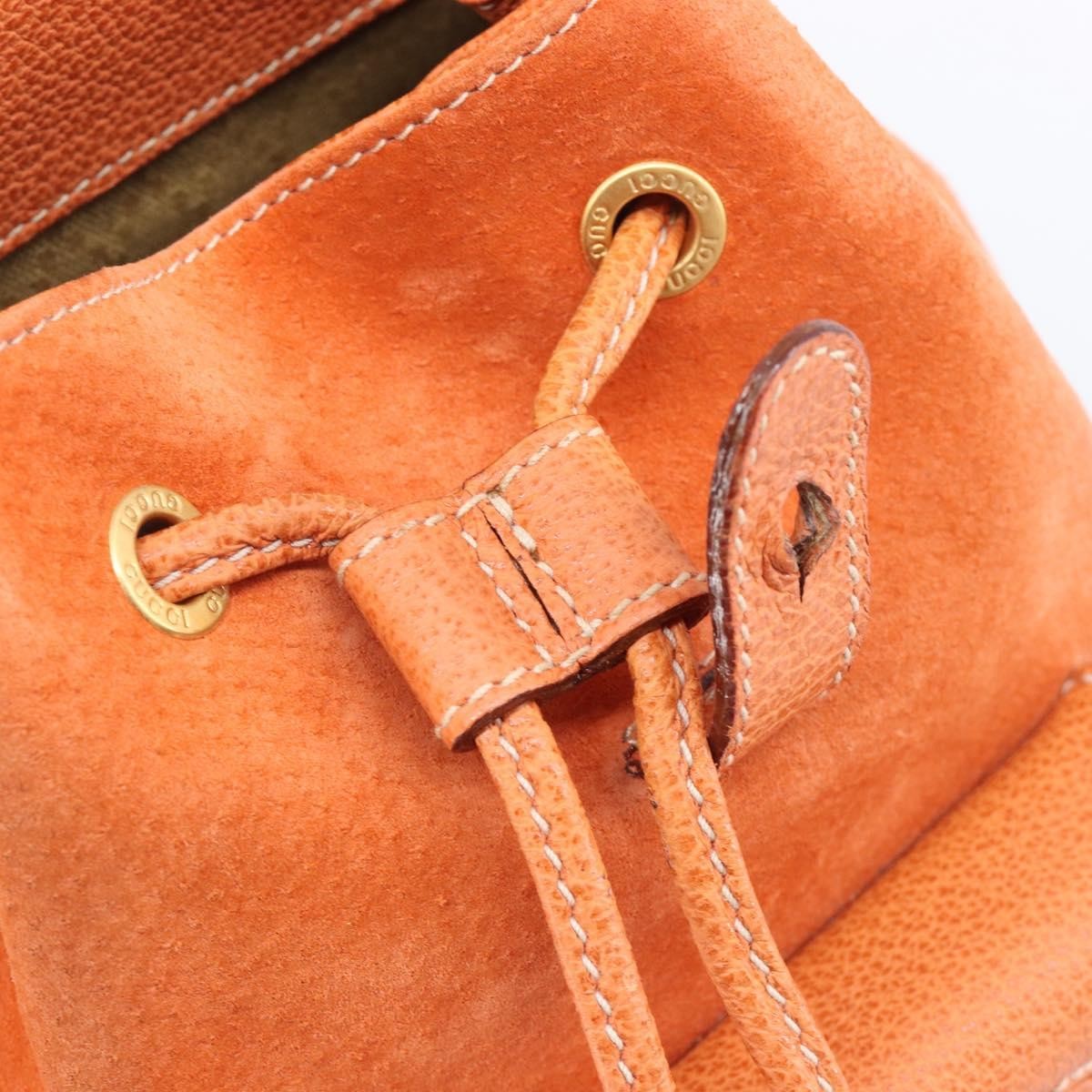 Gucci Vintage Bamboo Suede, Orange, Suede, Backpack