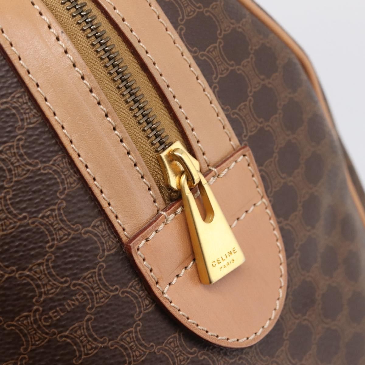 Celine Vintage Macadam Boston Canvas and Leather, Brown, PVC, Handbag