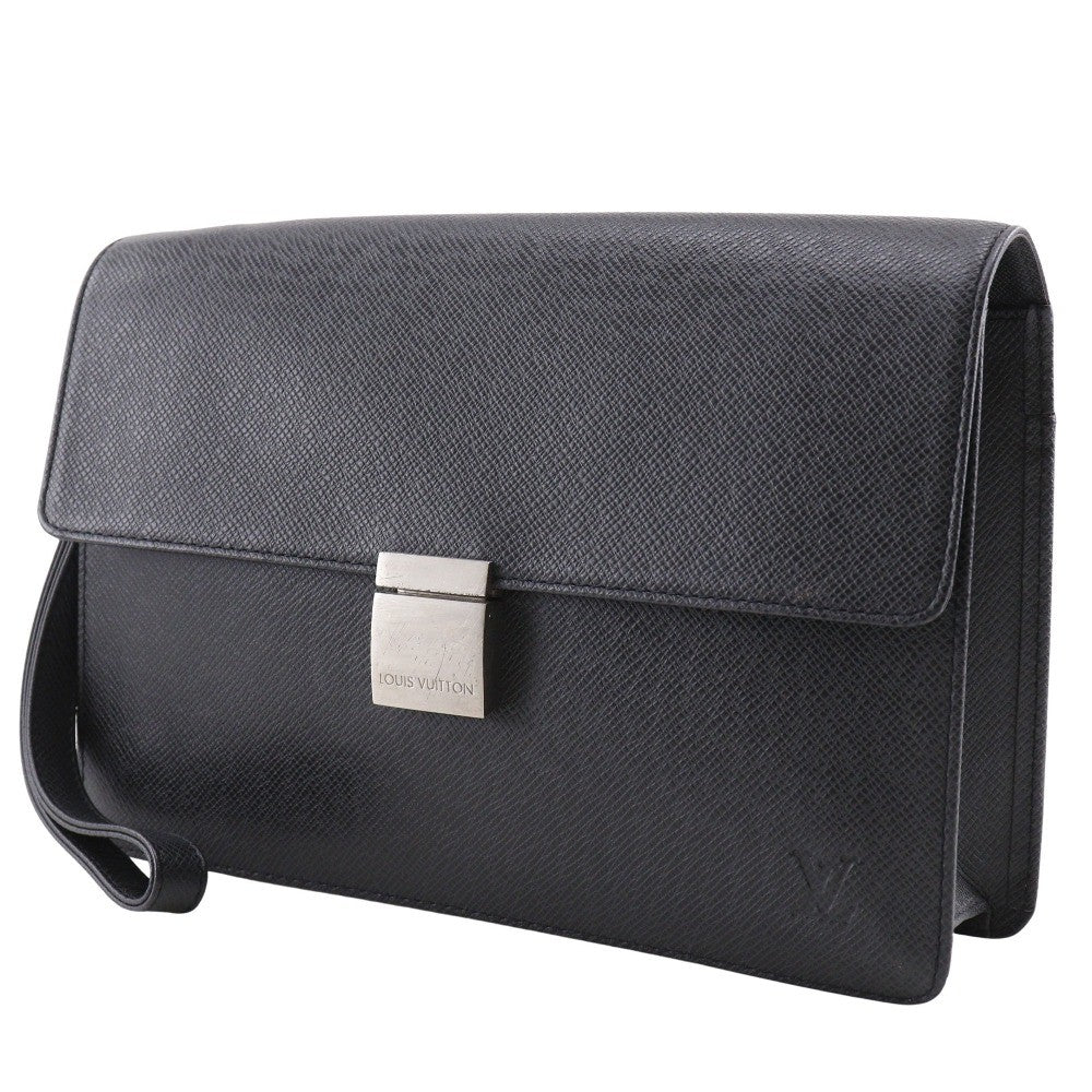 Louis Vuitton Selenga Pochette Taiga Leather, Black, Leather, Clutch