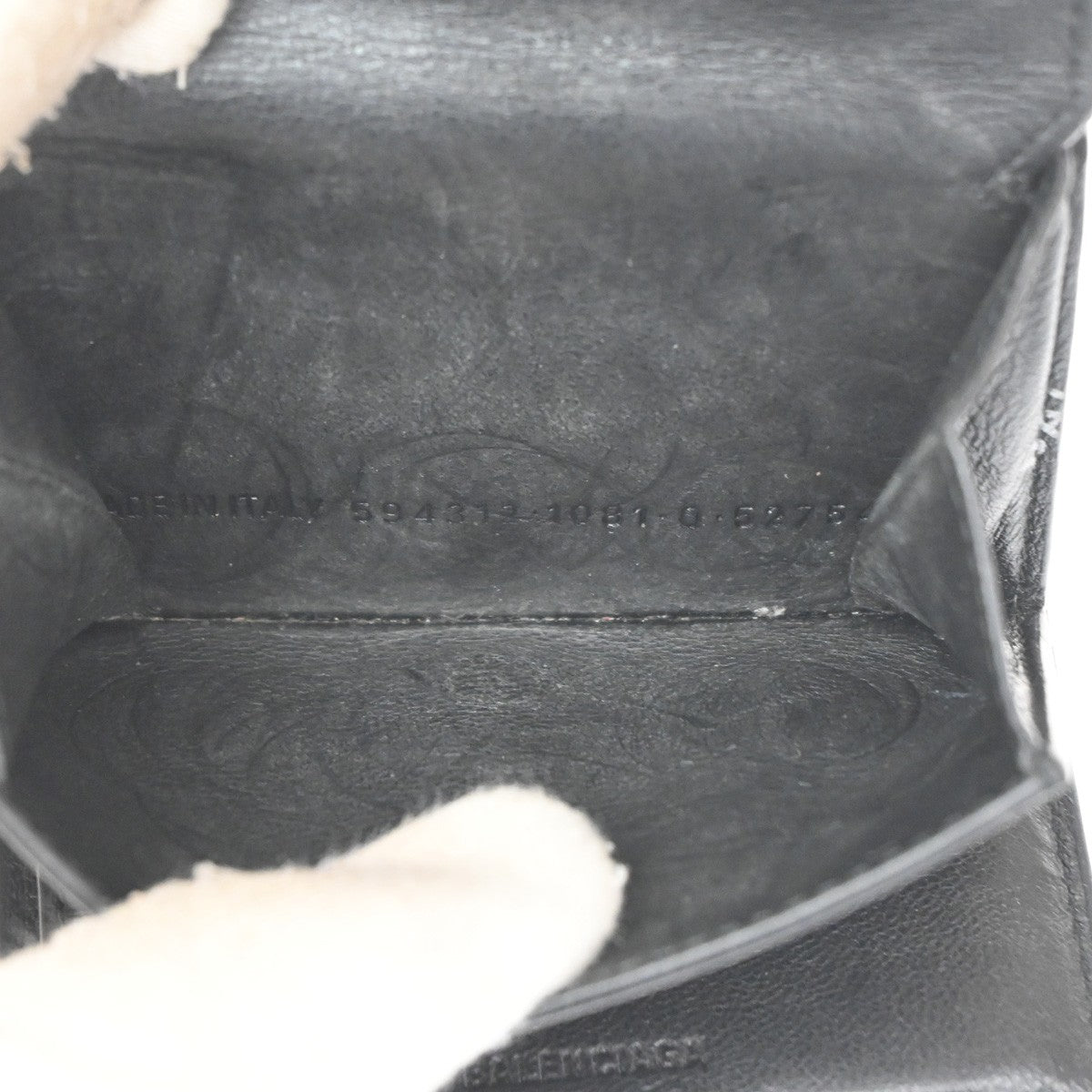 Balenciaga Logo Trifold Wallet Leather, Black, Leather, Clutch
