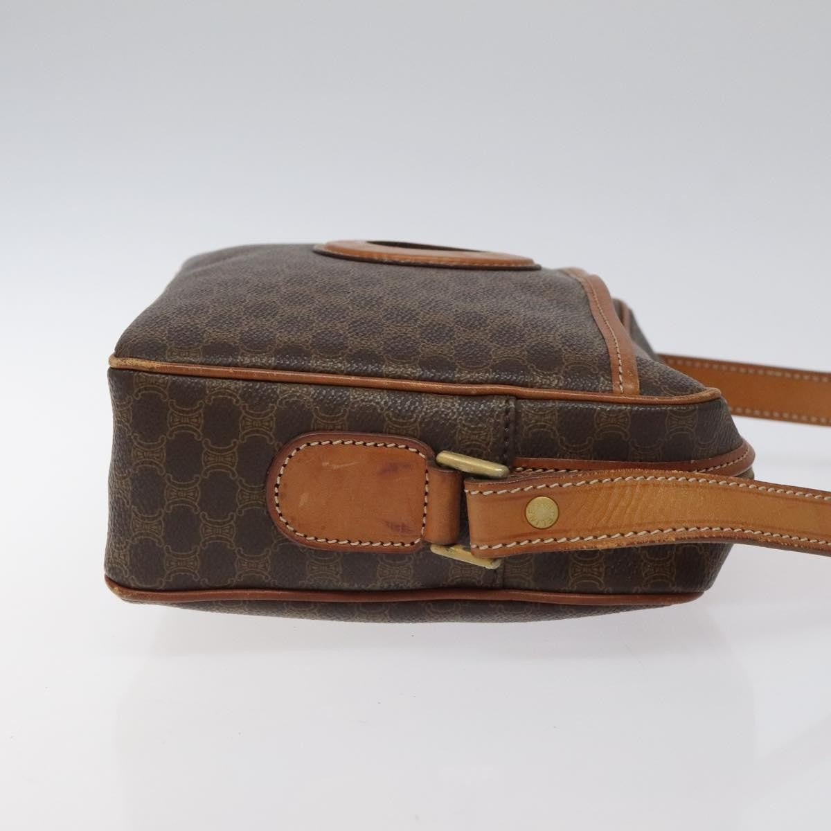 Celine Vintage Macadam Canvas and Leather, Brown, Canvas, Shoulder Bag