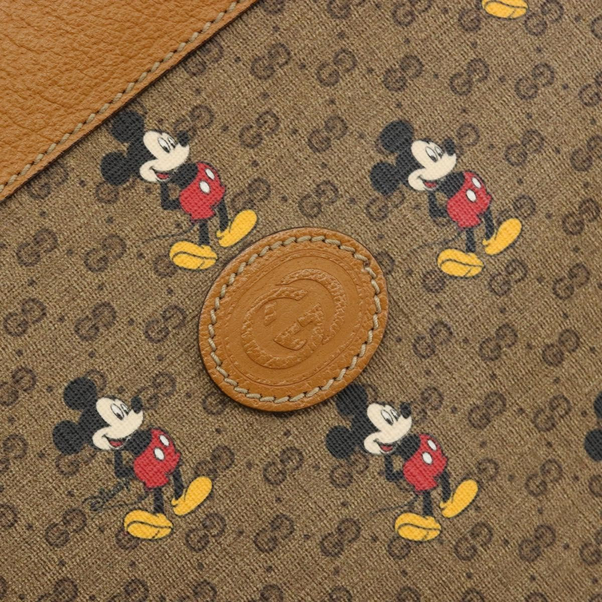Gucci Disney Mickey Mouse Soft Open Printed Mini GG Coated Canvas, Beige, Canvas, Tote Bag