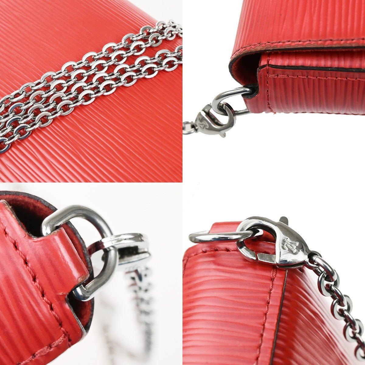 Louis Vuitton Felicie Chain Epi Leather, Red, Leather, Clutch