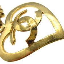 Chanel CC Heart Pendant Metal, Gold, Gold Plated, Necklace