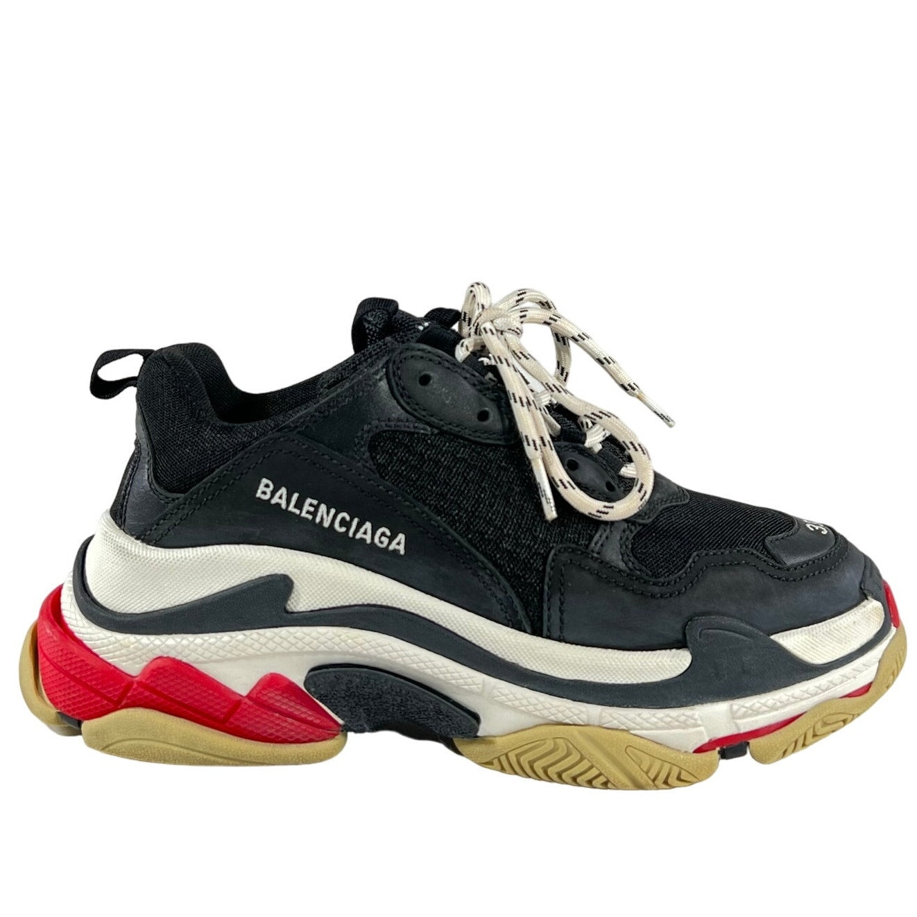 Balenciaga Triple S Sneakers Womens Size 9 Black Red Double Foam Mesh Lace Up