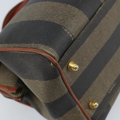 Fendi Vintage Pequin Convertible Boston Coated Canvas, Brown, Canvas, Handbag