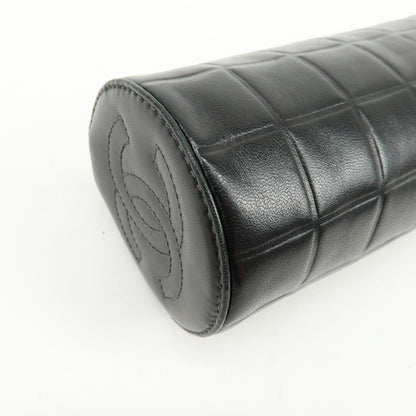 Chanel Chocolate Bar Cosmetic Quilted Lambskin, Black, Leather, Toiletry Case