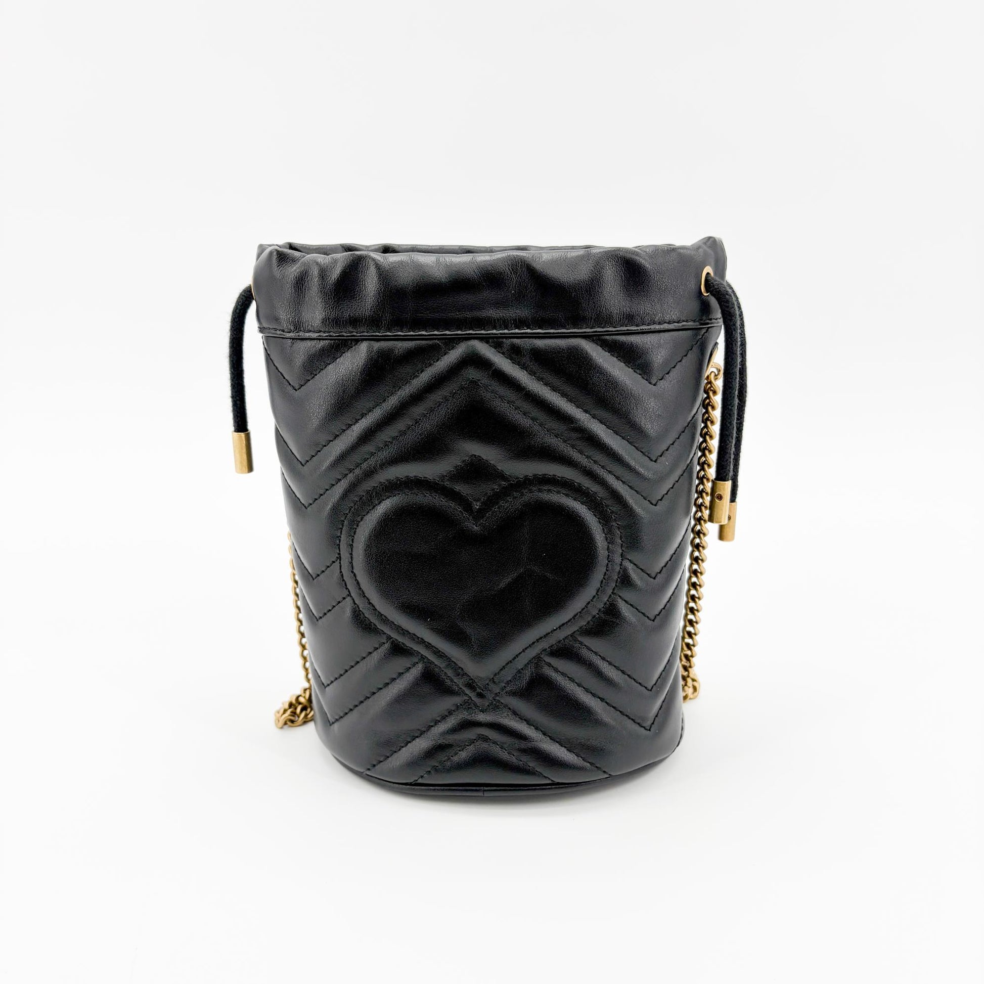 Gucci GG Marmont Bucket Matelasse Leather, Black, Leather, Handbag