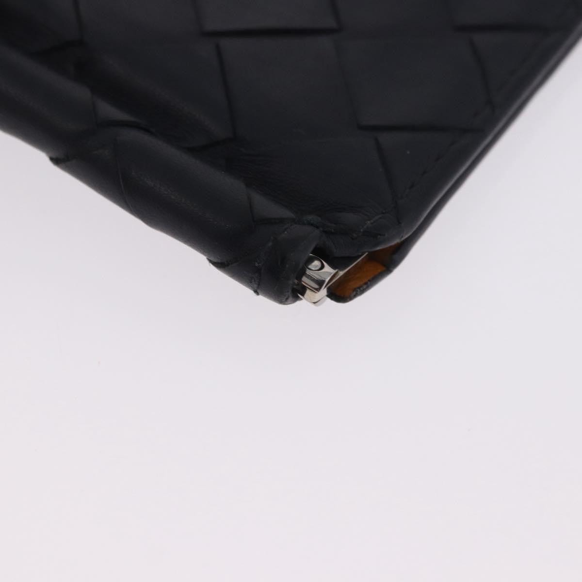 Bottega Veneta Bifold Card Holder Intercciato Leather, Navy, Leather, Card Holder