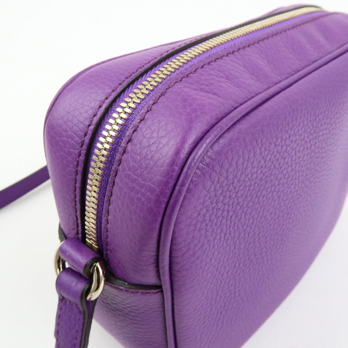Gucci Soho Disco Leather, Purple, Leather, Crossbody Bag