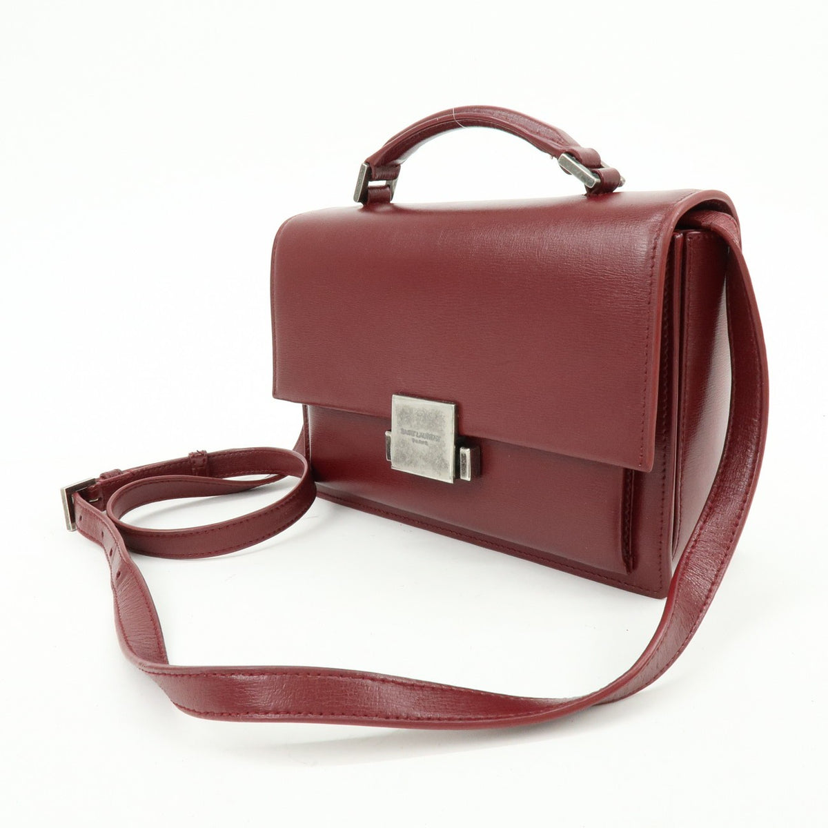 Saint Laurent Bellechasse Satchel Leather, Red, Leather, Handbag