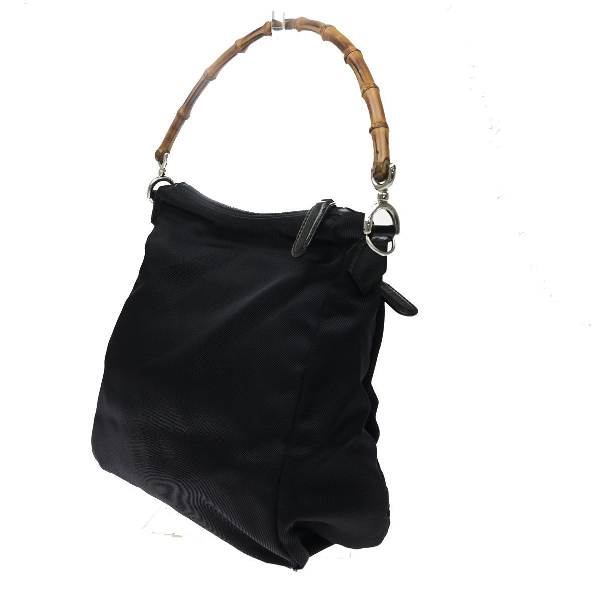 Gucci Sherry bamboo Nylon, Black, Nylon, Shoulder Bag