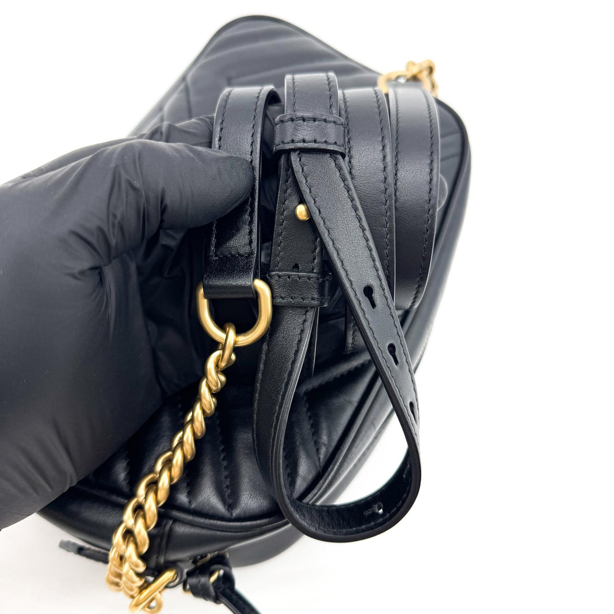 Gucci GG Marmont Chain Matelasse Leather, Black, Leather, Crossbody Bag