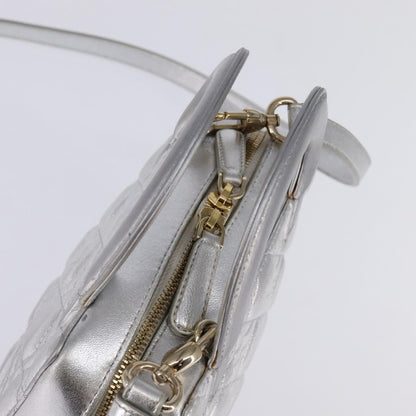 Christian Dior Cannage Granville Mini Bowling Bag Metallic Leather, Silver, Leather, Crossbody Bag