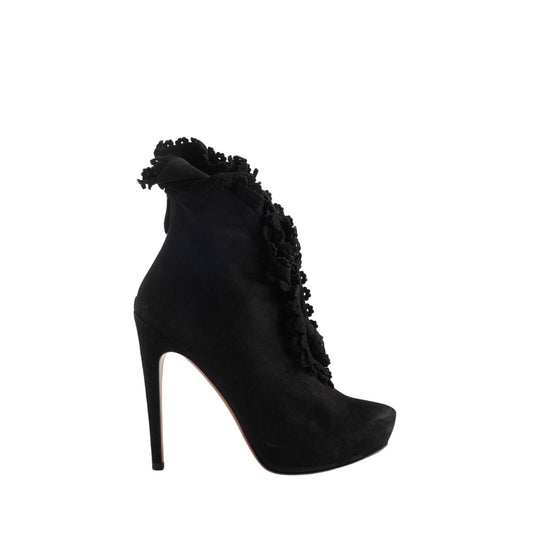 Alaia Black Suede Ankle Lace-up Boots