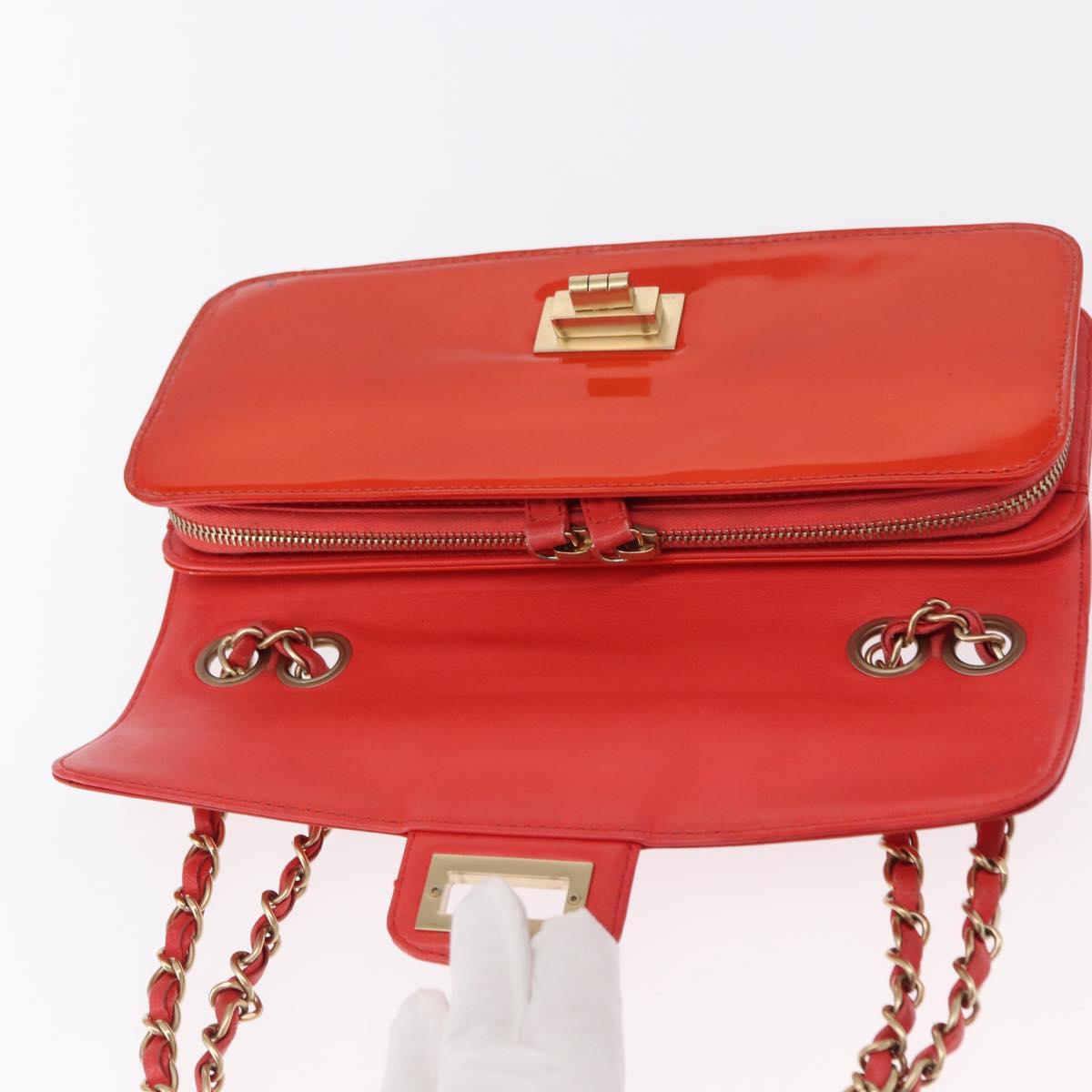 Chanel Chain Flap Shoulder Bag Leather, ORANGE, PATENT_LEATHER, Shoulder bag