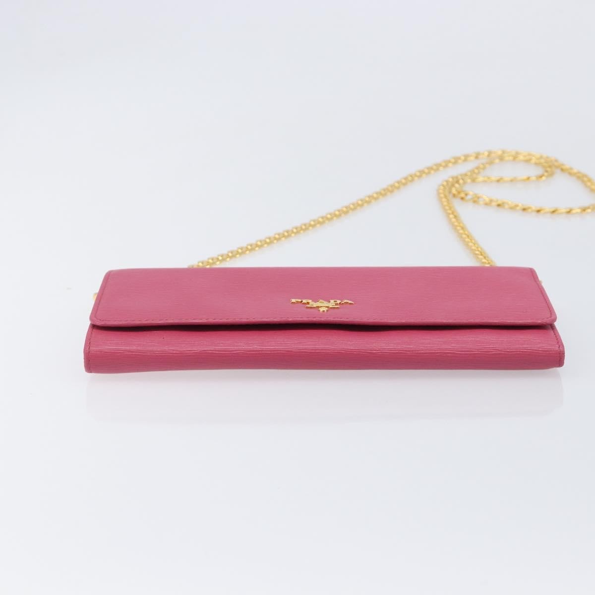 Prada Wallet on Chain Saffiano Leather, Pink, Leather, Crossbody Bag