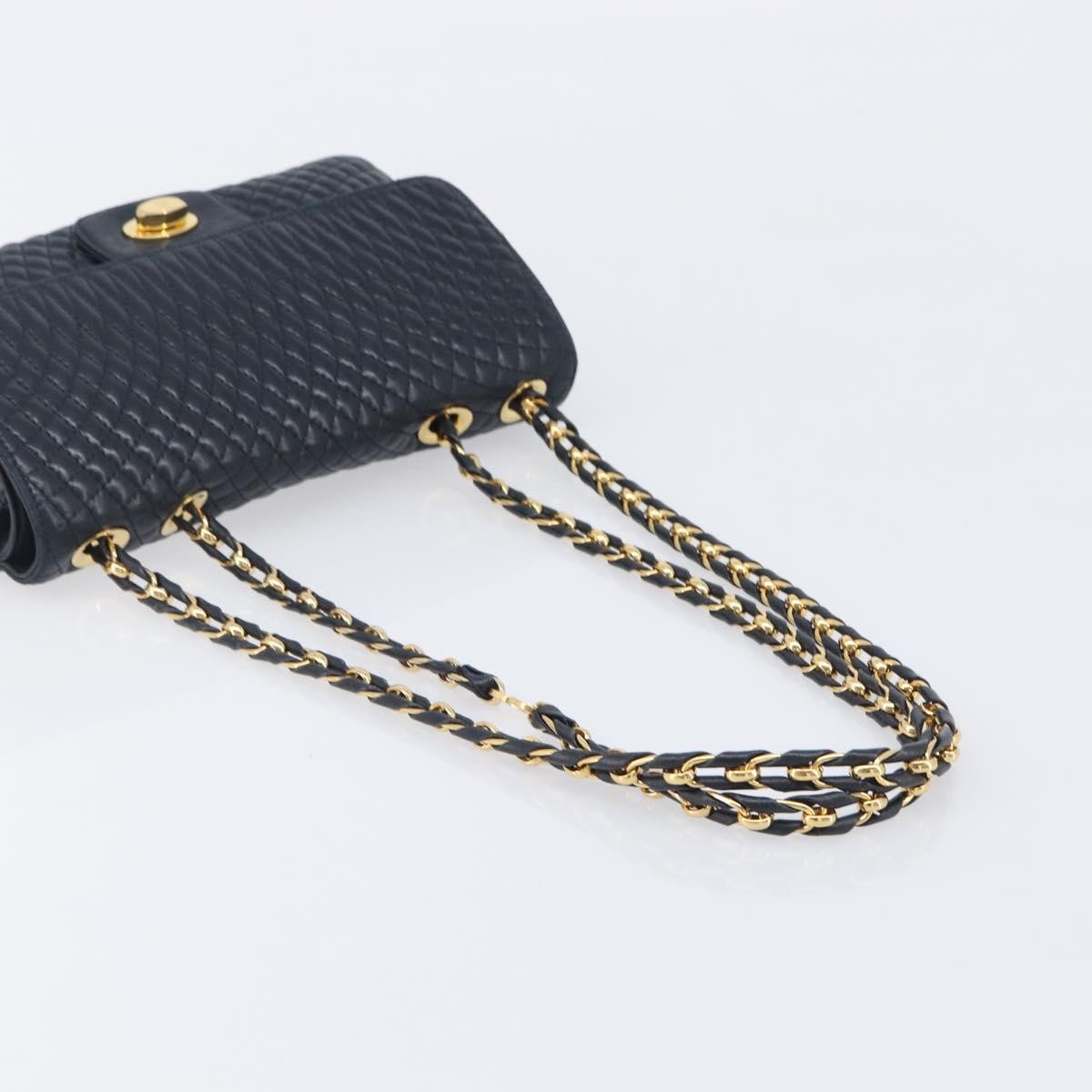 Bally Vintage Quilted Leather, Navy, Leather, Shoulder Bag