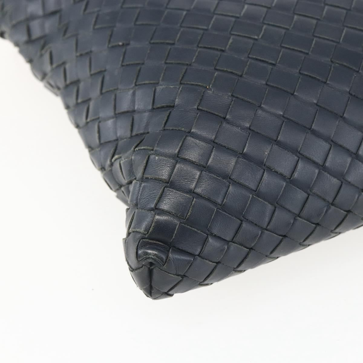 Bottega Veneta Flat Messenger Intrecciato Nappa, Navy, Leather, Crossbody Bag