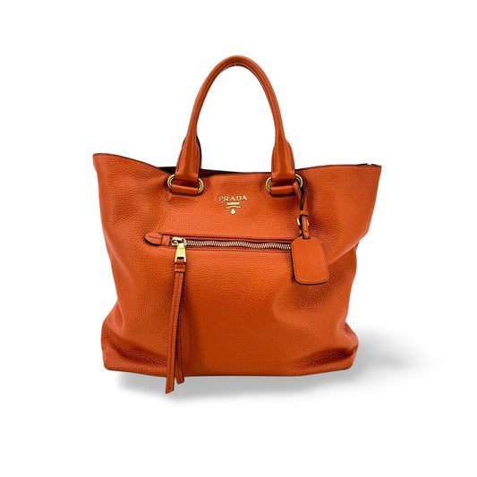 Prada Convertible Shopping Tote Saffiano Leather Saffiano Leather, Orange, Leather, Tote Bag