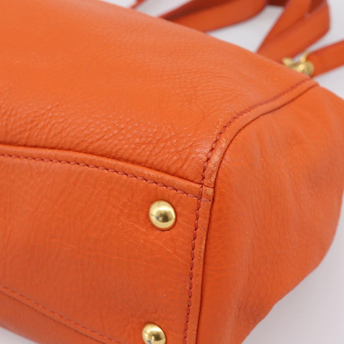 Miu Miu Caribou Convertible Tote Leather, Orange, Leather, Handbag