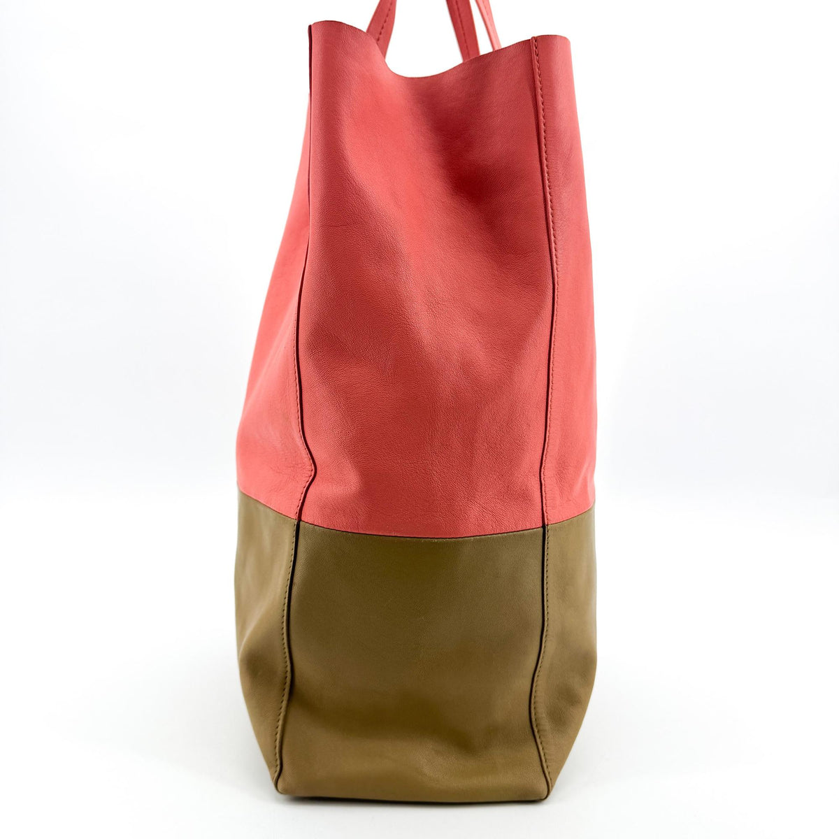Celine Vertical Bi-Cabas Leather, Pink, Leather, Tote Bag