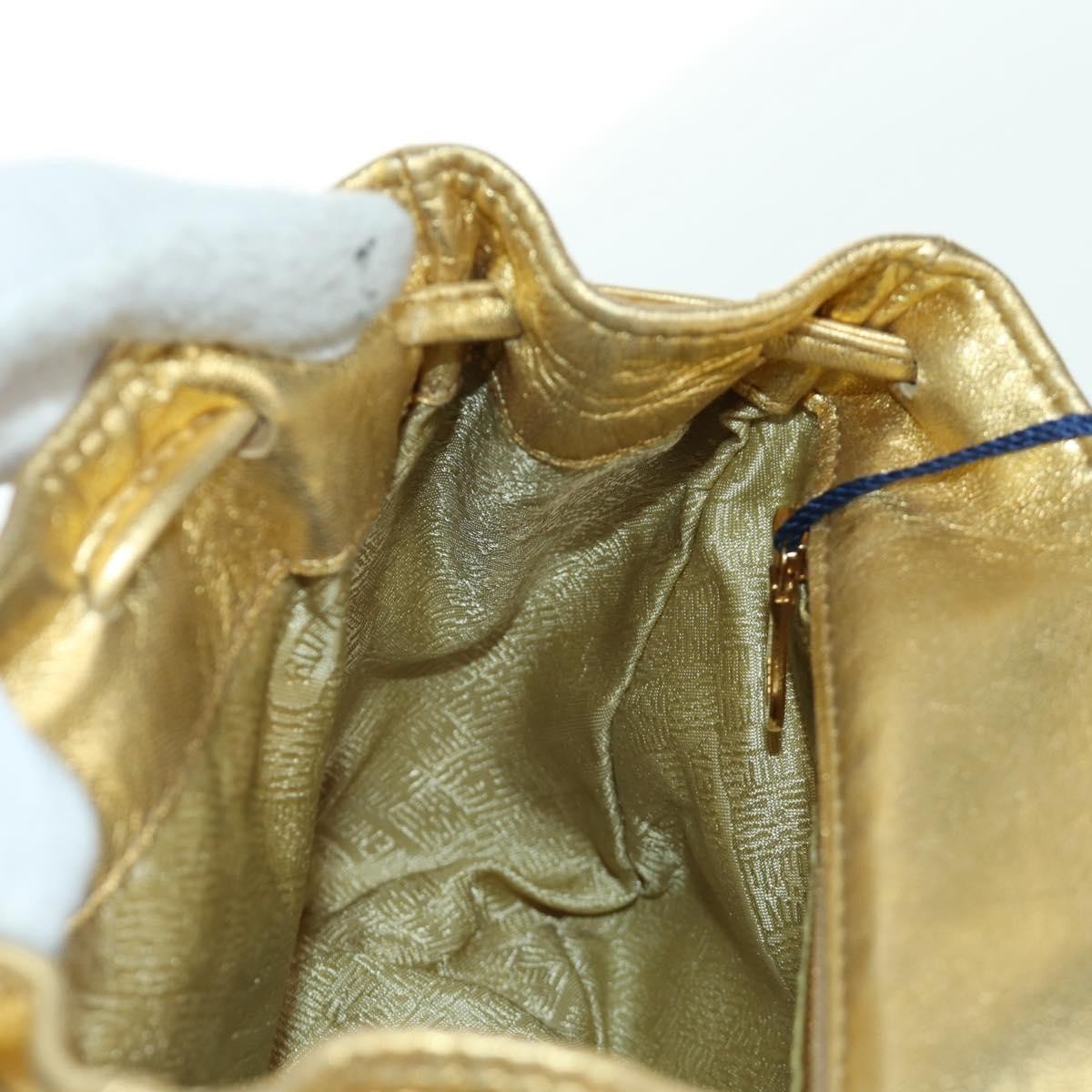 Bottega Veneta Backpack Leather with Intrecciato, Gold, Leather, Backpack