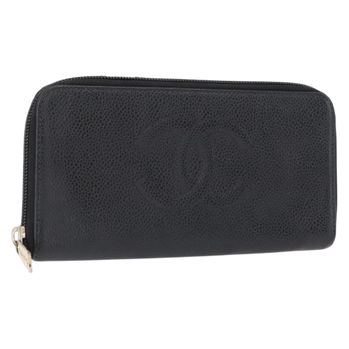 Chanel CC Zip Around Wallet Stitched Lambskin, BLACK, LEATHER, Wallets