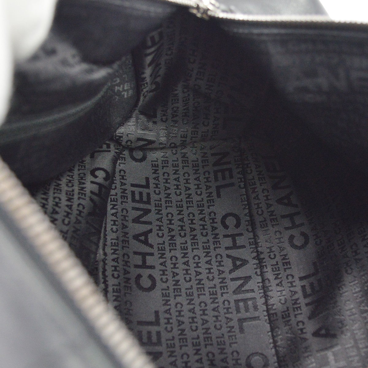 Chanel Square Stitch Boston Quilted Leather, Black, Leather, Travel Bag
