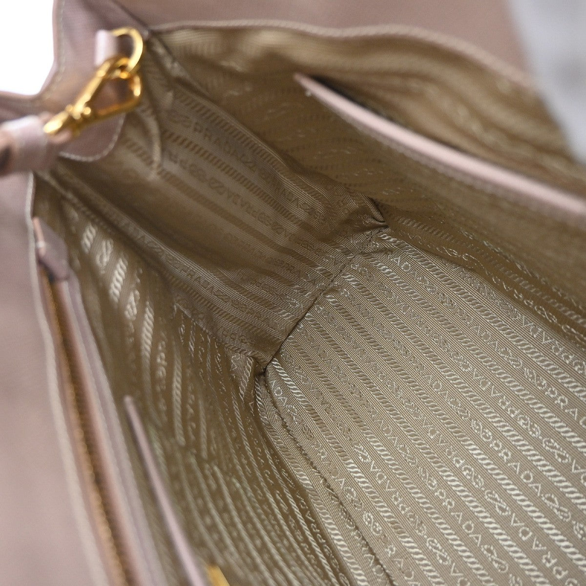 Prada Double Zip Lux Saffiano Leather, Pink, Leather, Tote Bag