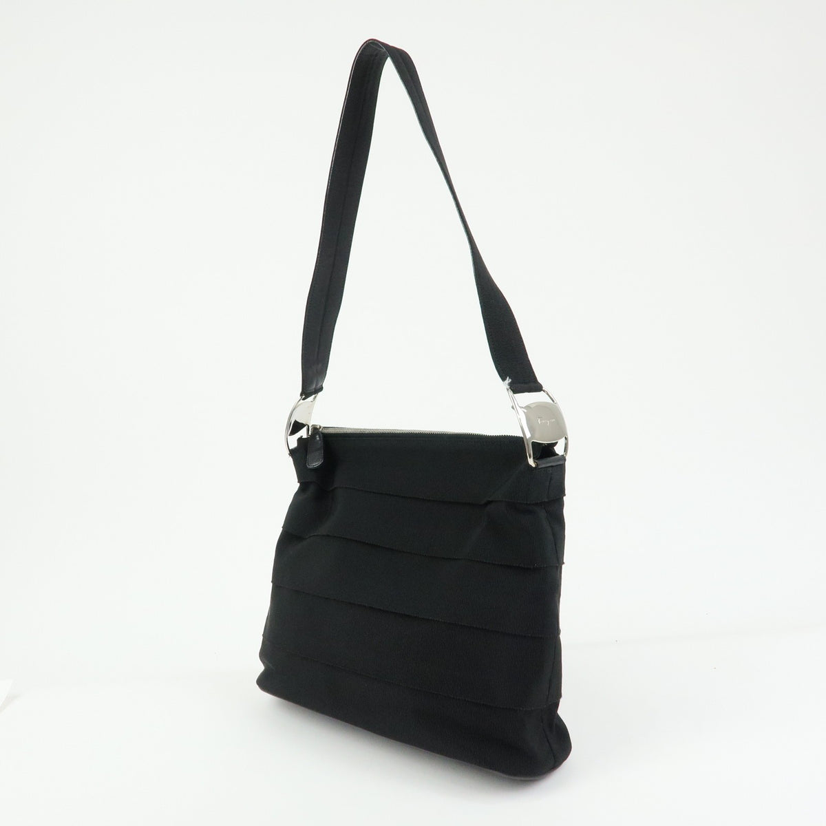 Salvatore Ferragamo Vara Leather, Black, Canvas, Tote Bag