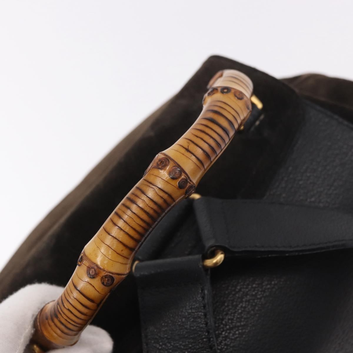 Gucci Vintage Bamboo Suede, Brown, Suede, Backpack