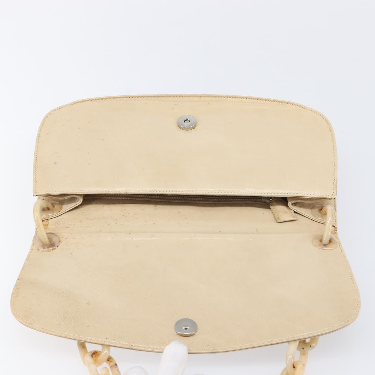 Prada Resin Chain Ruffle Flap Leather, Beige, Leather, Handbag