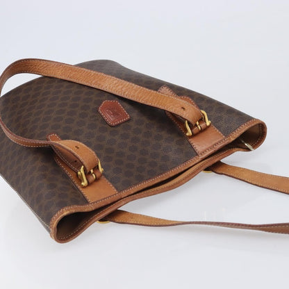 Celine Vintage Macadam Shopper Coated Canvas, Brown, Canvas, Tote Bag