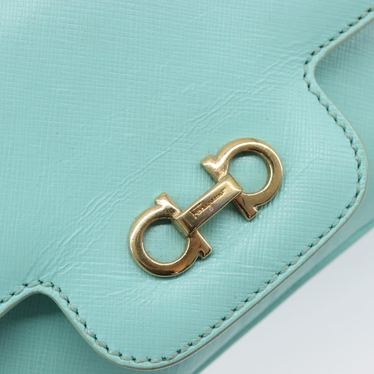 Salvatore Ferragamo Rory Chain Saffiano Leather, Blue, Leather, Shoulder Bag