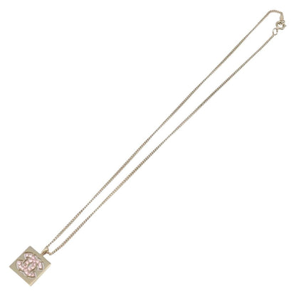 Chanel Square CC Pendant Metal, Gold, Metal, Necklace
